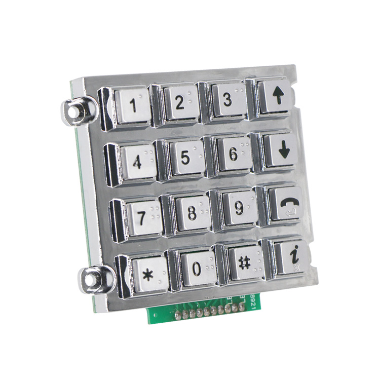 4x4 zinc alloy keypads for public machines with braille keys B535