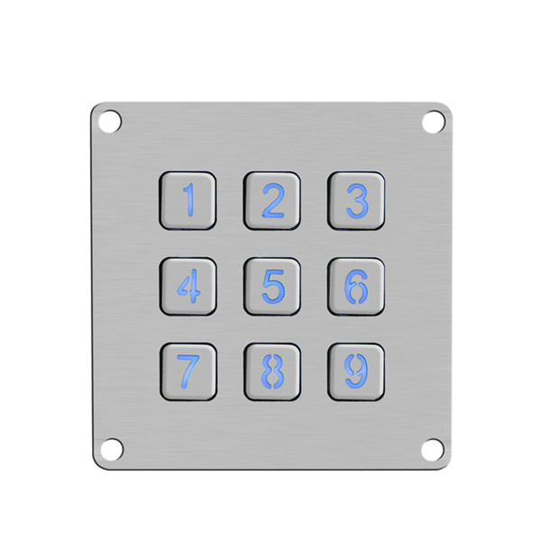 3x3 customized metal backlight IP65 waterproof outdoor keypad B861