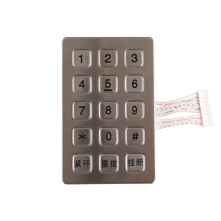 Anti vandal outdoors 3x5 layout rugged door access metal keypad B722