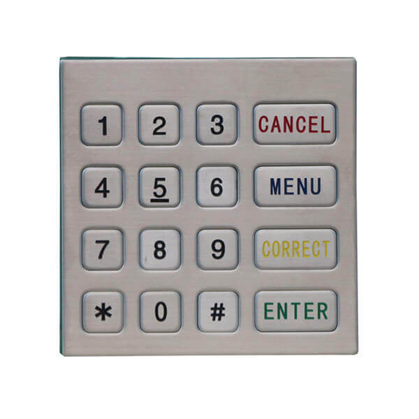 Weatherproof 16keys metal custom atm function usb connector keyapd B725